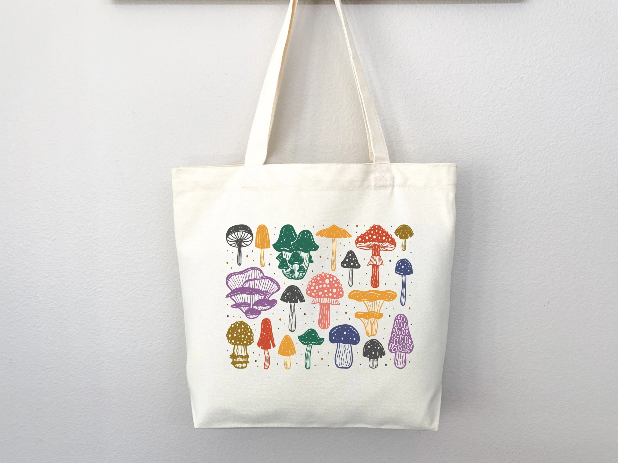 Colorful Mushroom Collection Canvas Tote Bag