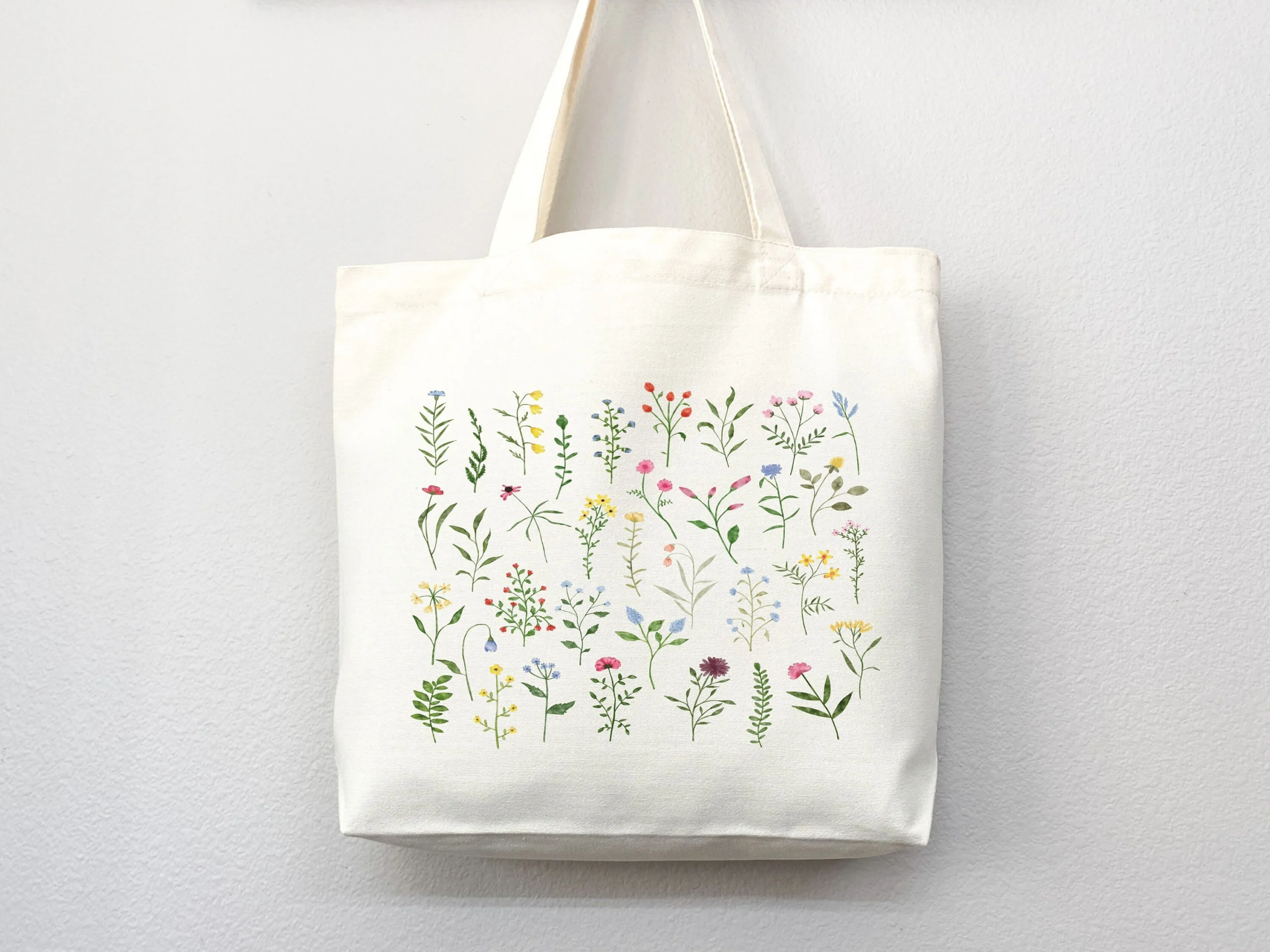 Colorful Wildflower Print Canvas Tote Bag Colorful Wildflower Print Canvas Tote Bag