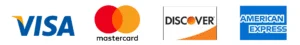 Visa, Mastercard, Discover, American Express