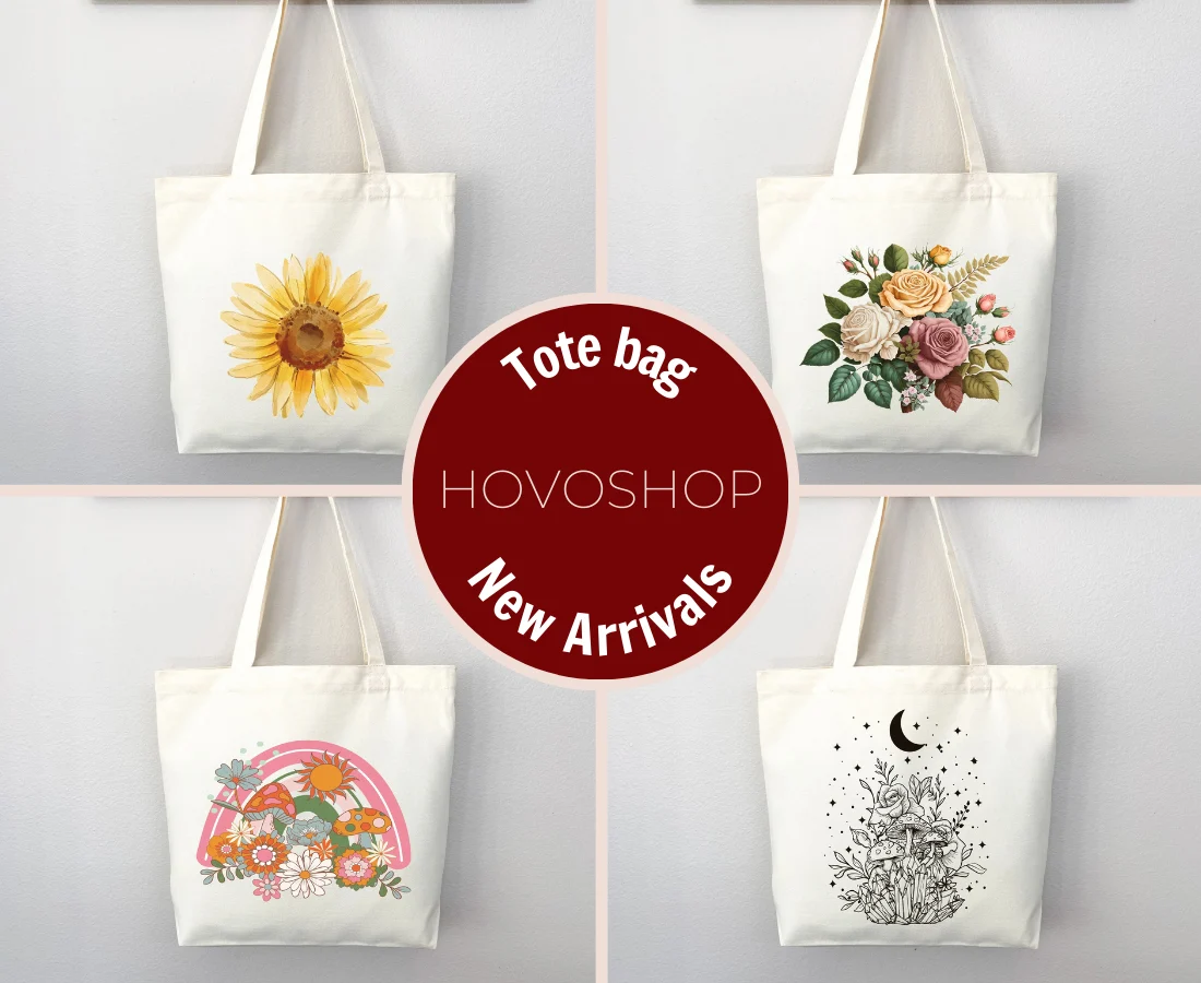 Canvas Tote Bag with Dandelion Print