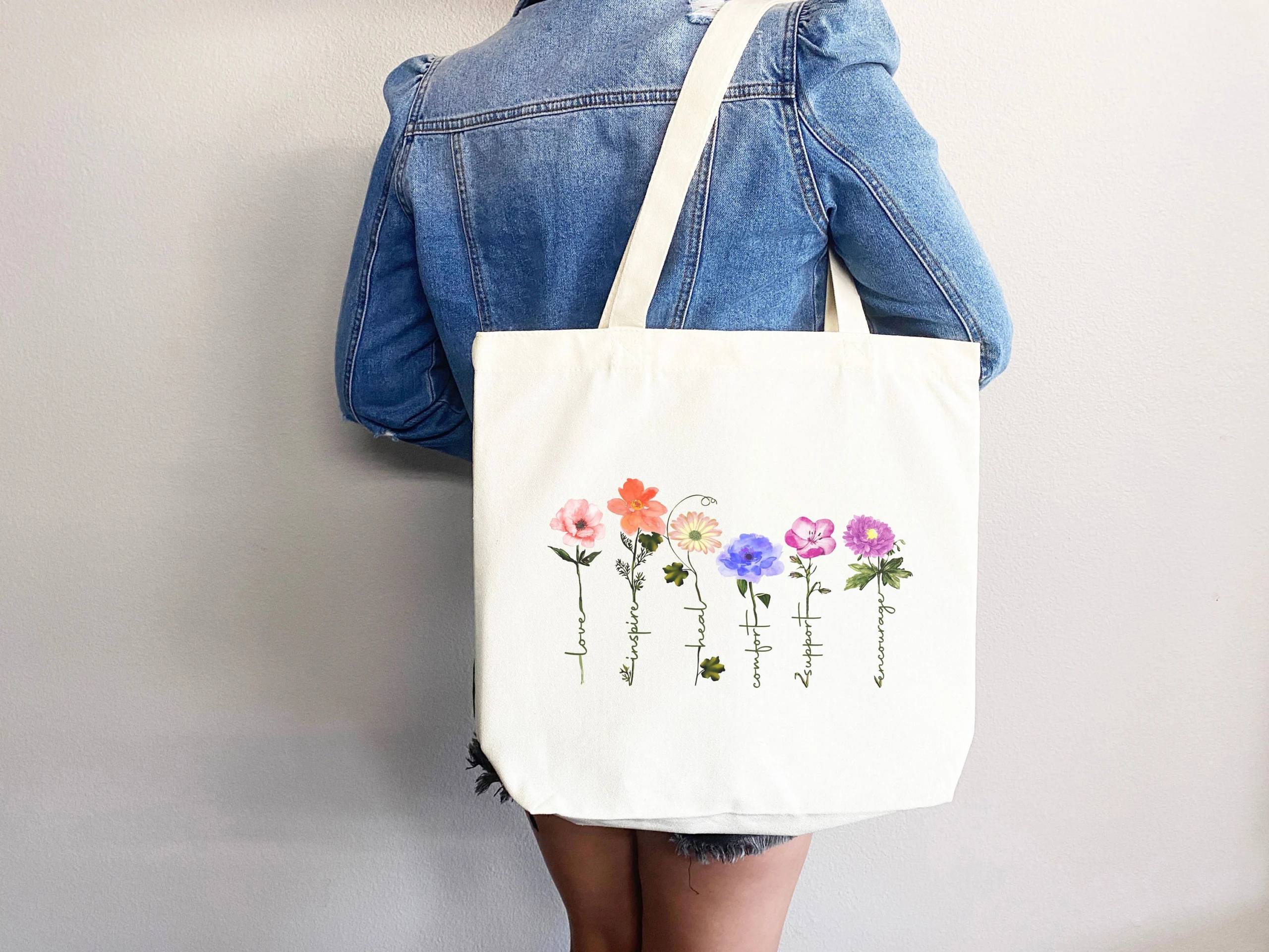 Meaningful Handwritten Words And Floral Tote Bag Meaningful Handwritten Words And Floral Tote Bag