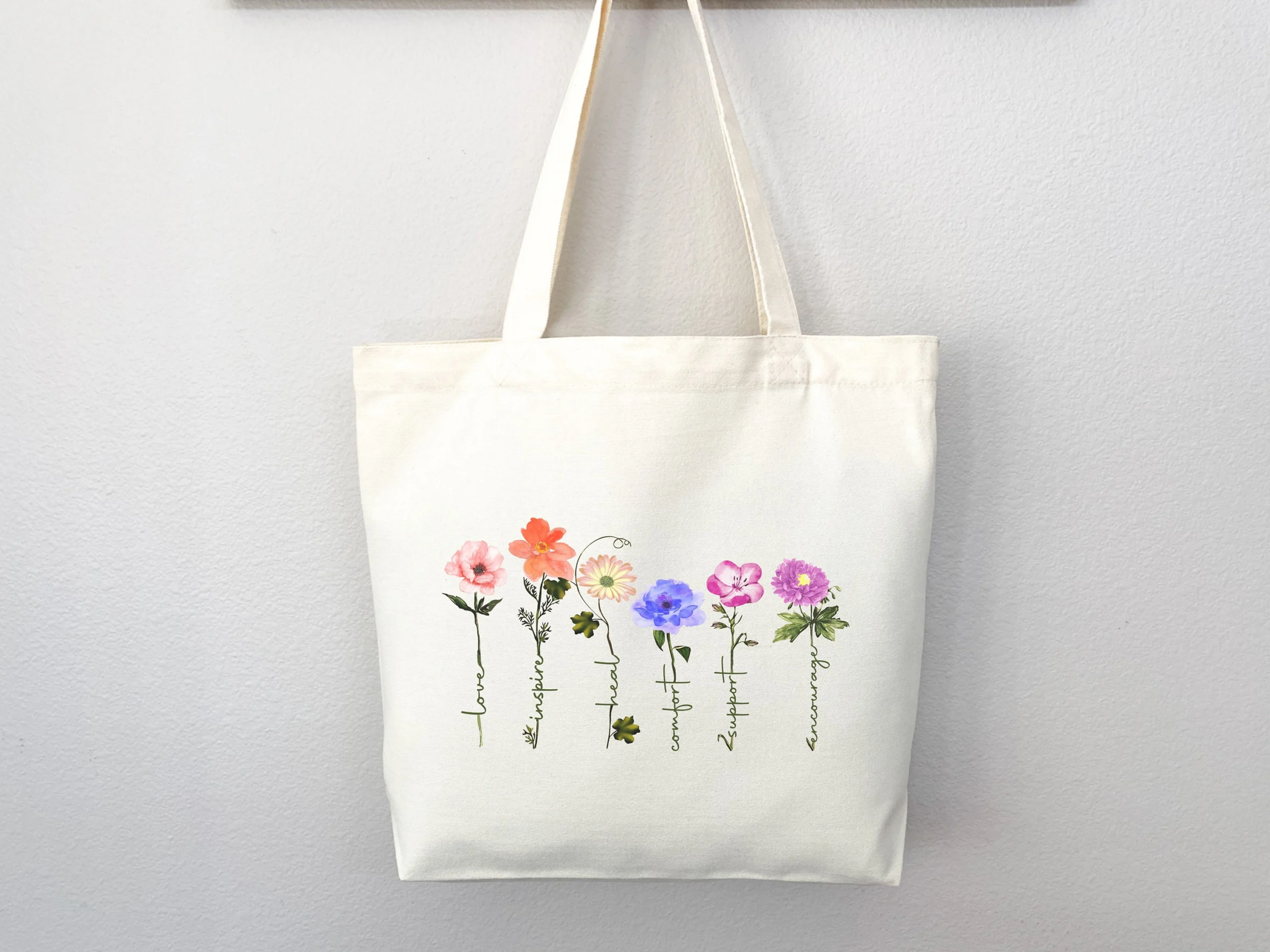 Meaningful Handwritten Words And Floral Tote Bag