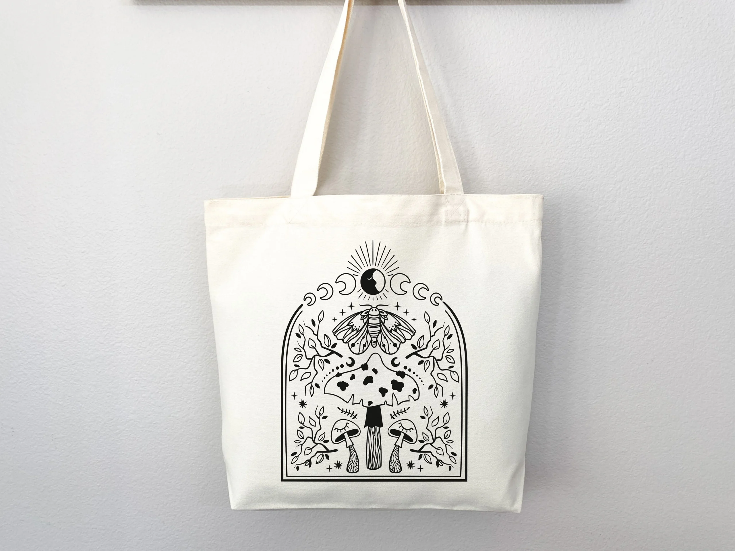 Moth, Mushroom and Leaf Branch Tote Bag