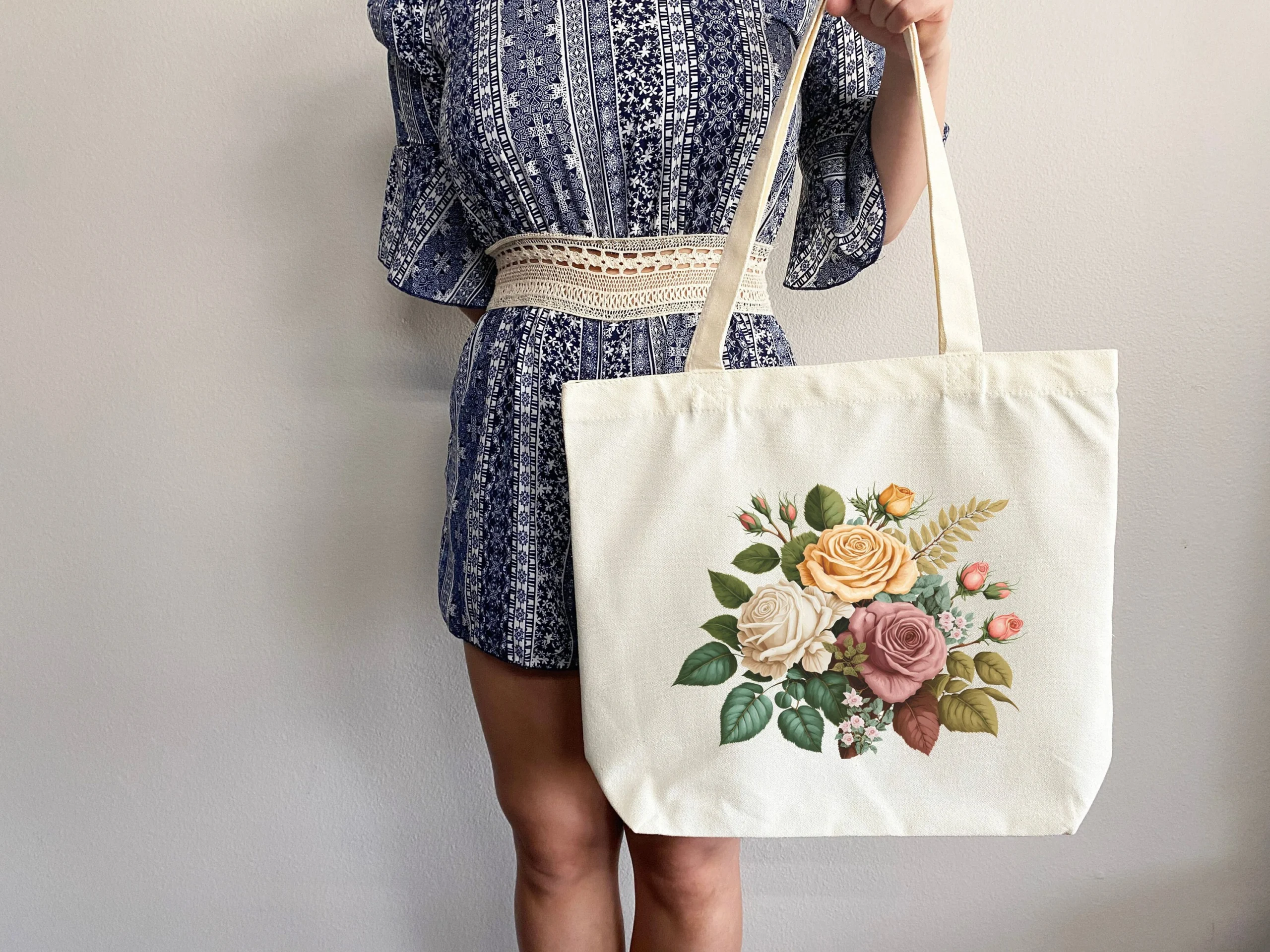 Vintage Rose Bouquet Canvas Tote Bag Vintage Rose Bouquet Canvas Tote Bag