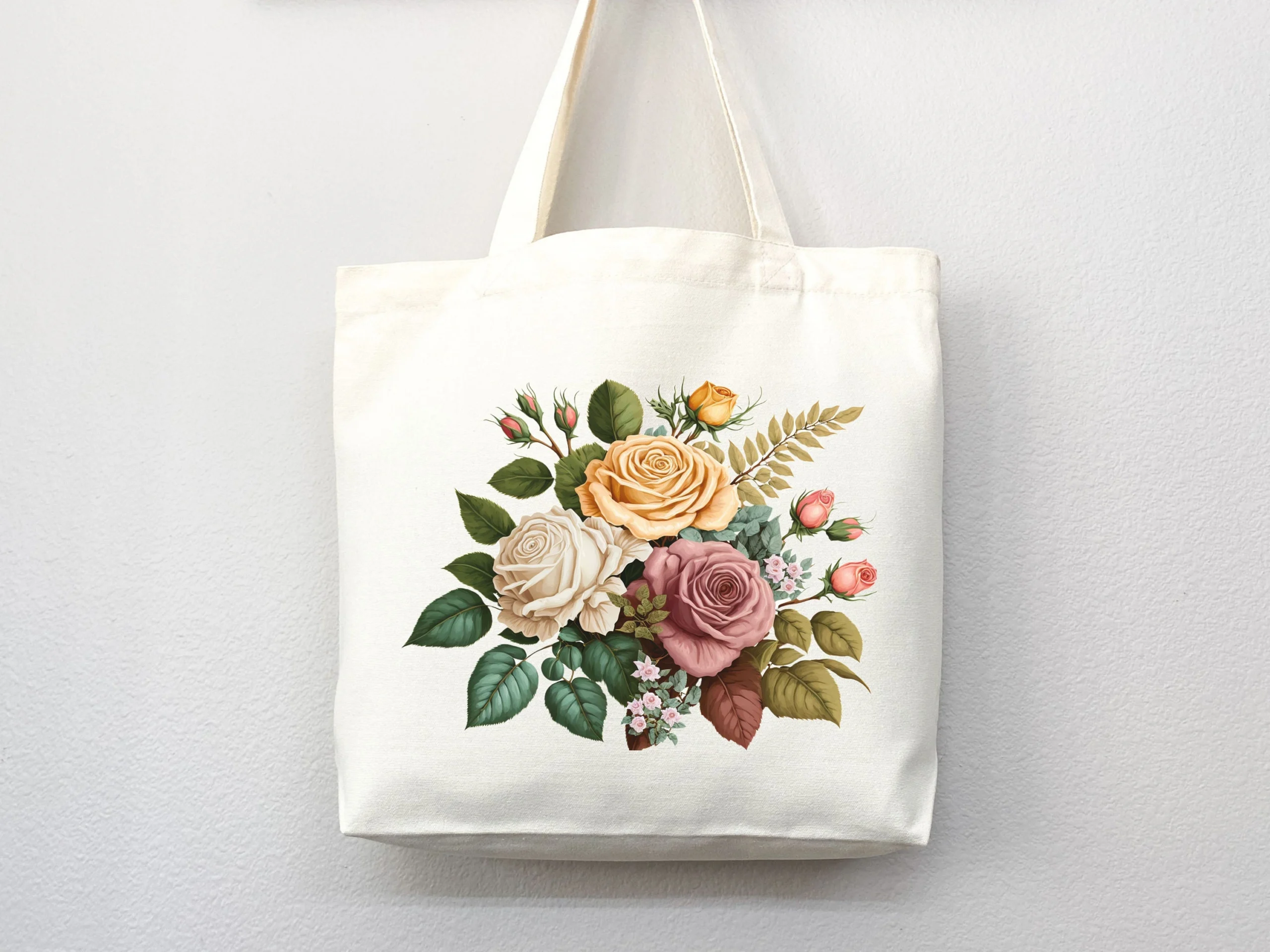 Vintage Rose Bouquet Canvas Tote Bag Vintage Rose Bouquet Canvas Tote Bag