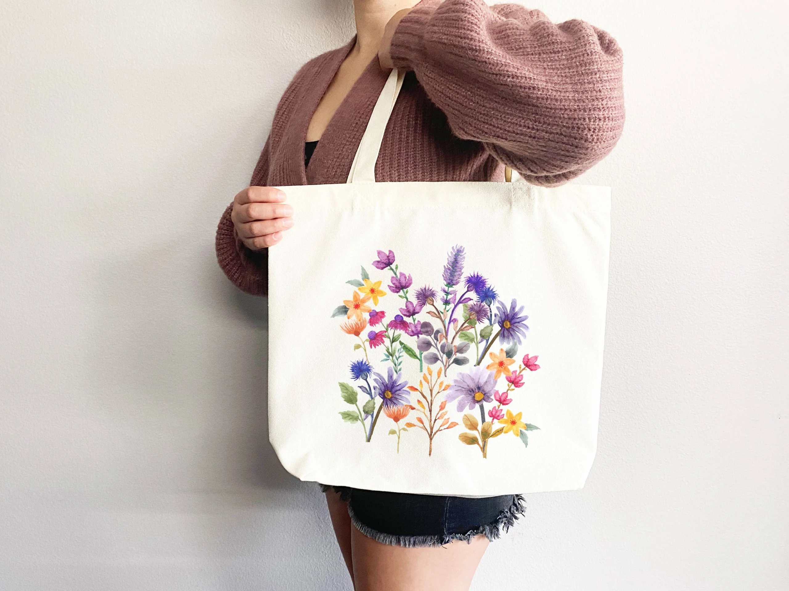 Watercolor Floral Bouquet Tote Bag Watercolor Floral Bouquet Tote Bag
